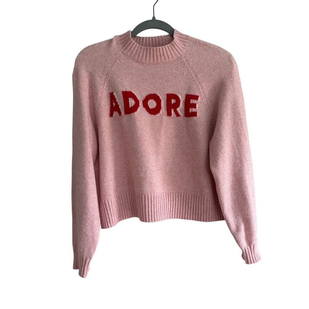 Old Navy SoSoft Pink Crewneck Sweater "Adore" Pullover Petite Small